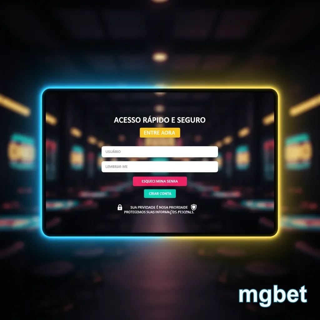 Tela inicial do aplicativo móvel da mgbet com login seguro.