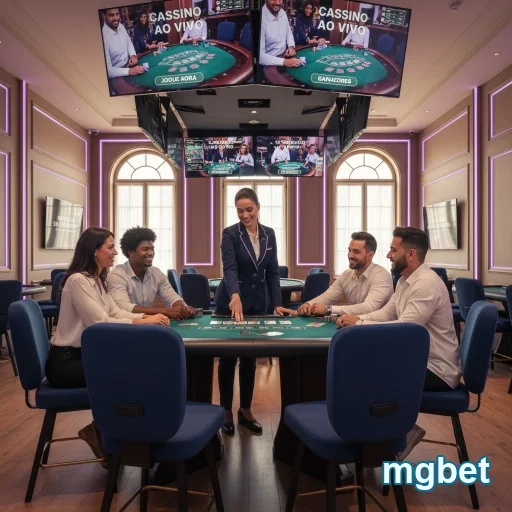 Jogadores interagem em mesa de cassino ao vivo no mgbet.