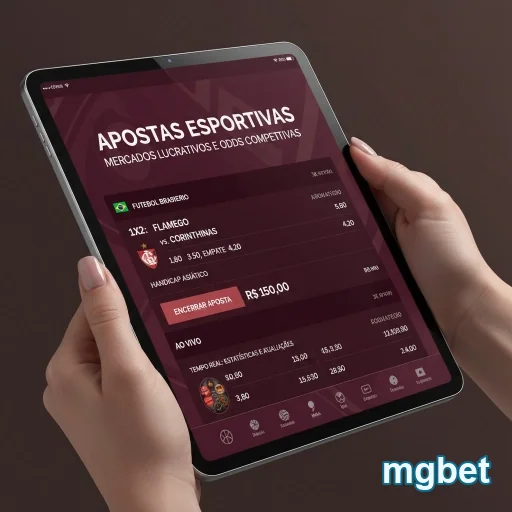 A tela de apostas esportivas no site mgbet em um tablet.