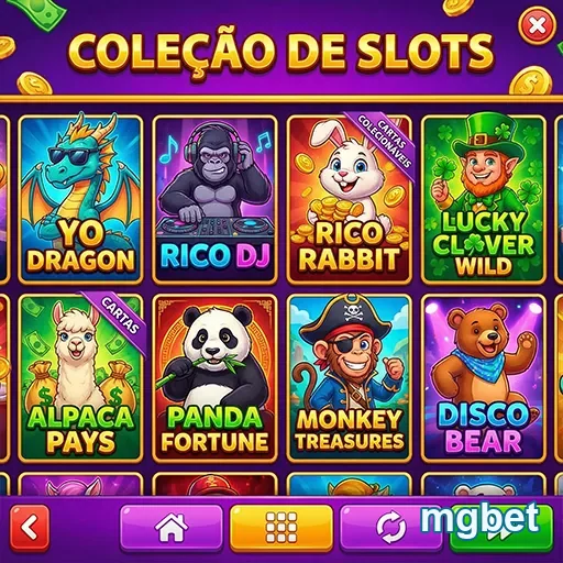 Variedade de slots disponíveis no aplicativo da mgbet.