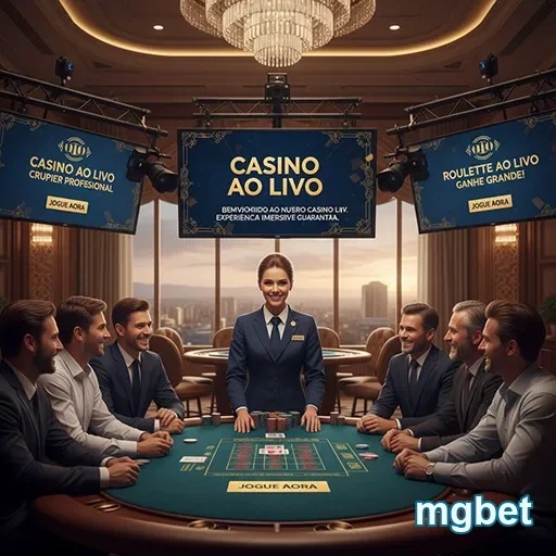 Crupiê profissional no cassino ao vivo da mgbet interagindo com jogadores.