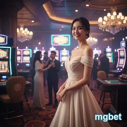 Jogadora elegante interage em cassino da mgbet.