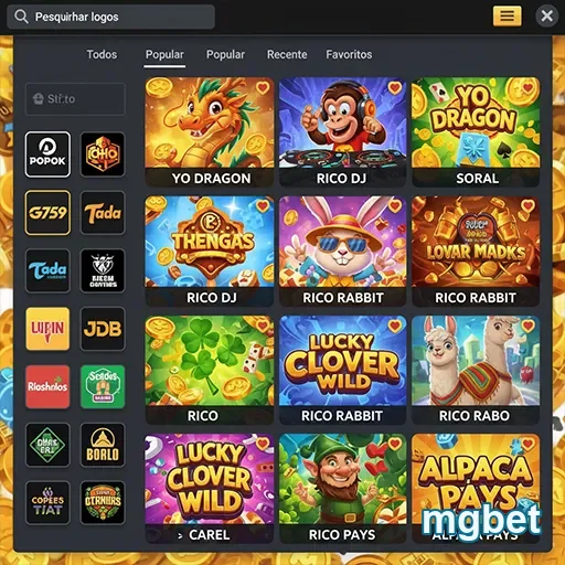 Interface móvel da mgbet com jogos populares para VIPs.
