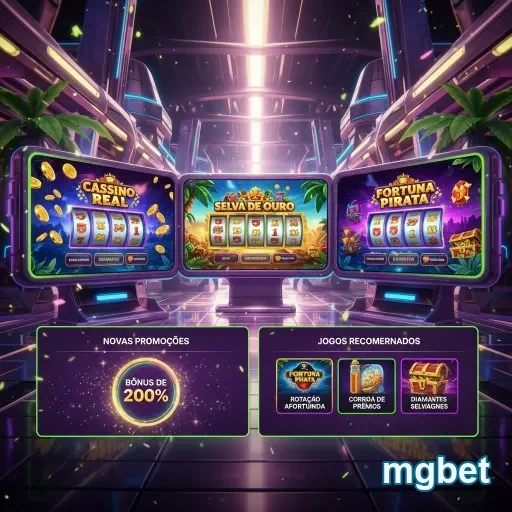 Tela da plataforma mgbet com slots e bônus VIP de 200%.