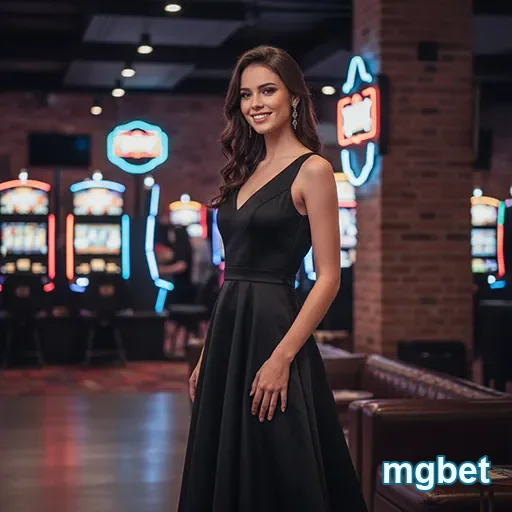 Jogadora confiante na sala de jogos da mgbet.