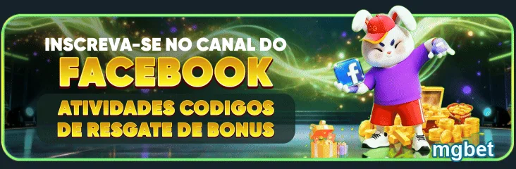 Personagem animado da mgbet promovendo atividade no Facebook.